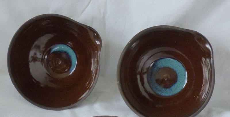 Stoneware Blue Flash pouring bowls