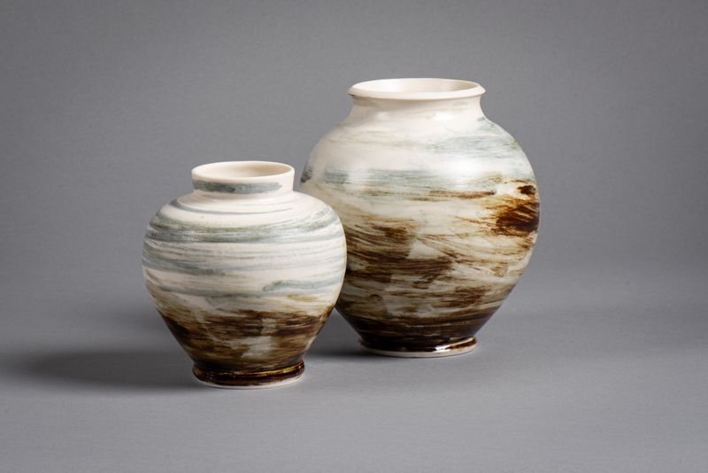 Porcelain landscape vases
