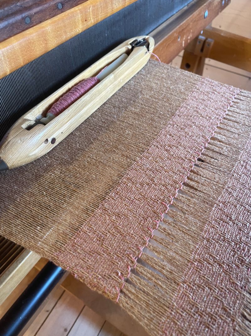 Mohair fabric on the loom