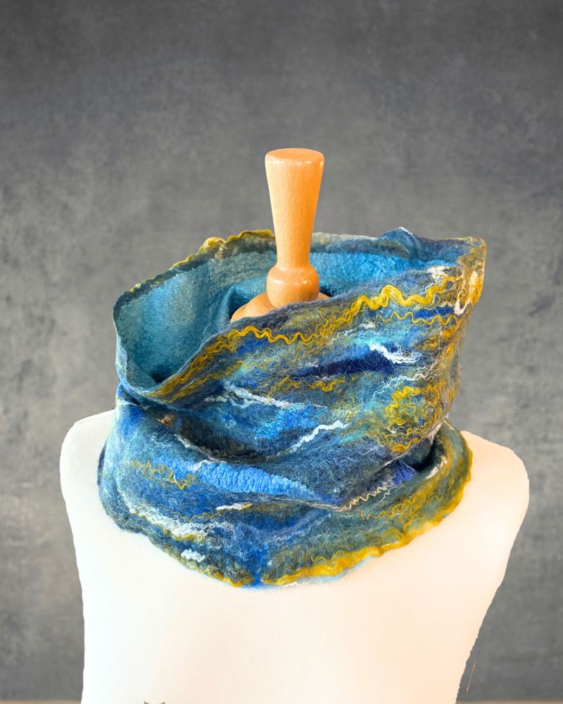 Coastal Waters Handmade Nuno Felt Cowl