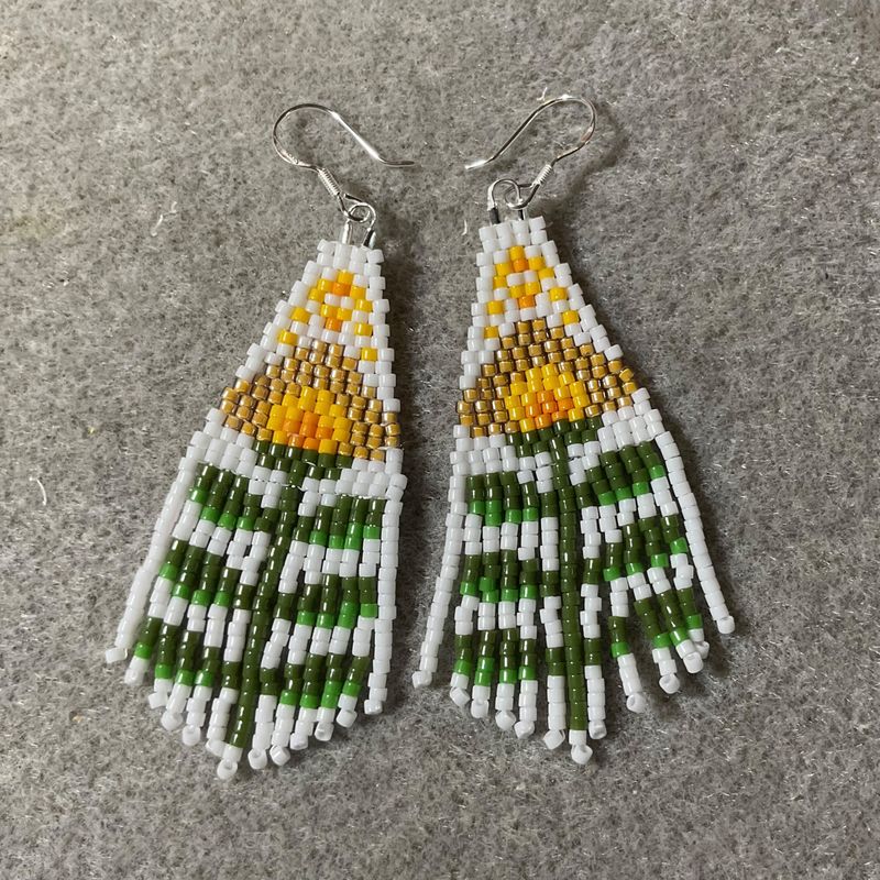 Beadwoven fringe earrings
