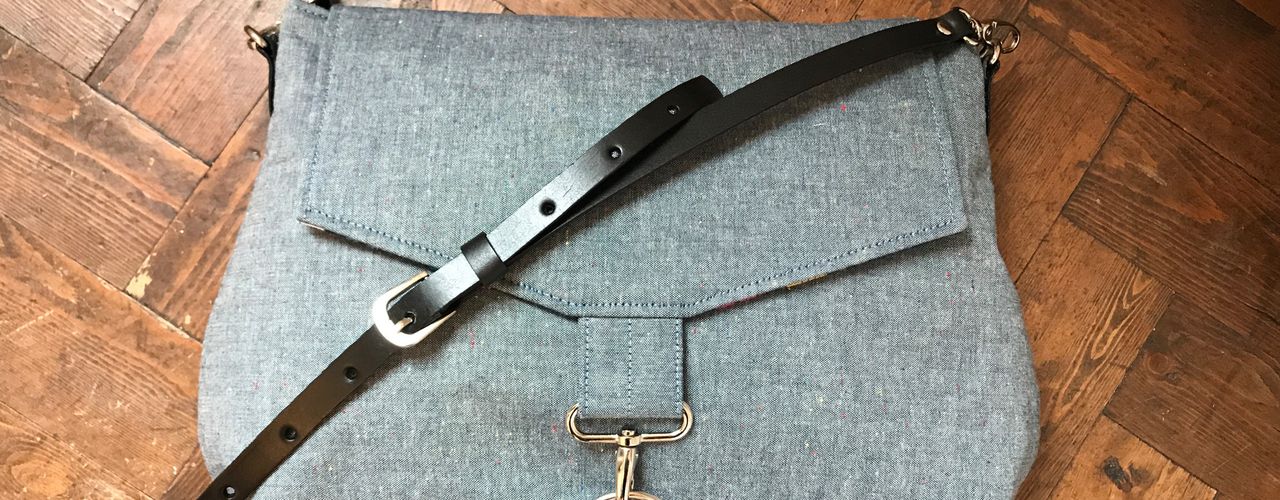 Handmade linen crossbody bag