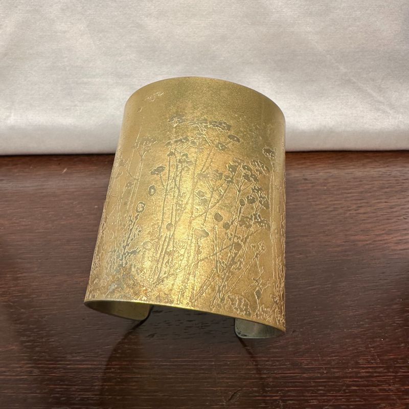 'Croquet Border'  Brass Cuff, silversmithing techniques