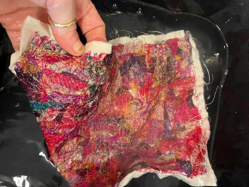 New from scrap fabric - using a water soluble interfacing and free motion machine embroidery