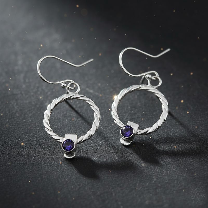 Woven Earrings with Iolite