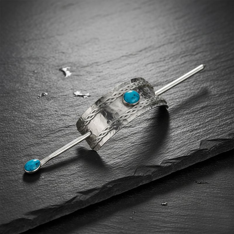 Hair Barrette and Pin with Turquoise