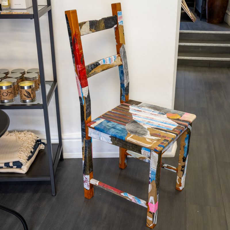 Collage chair made with gel print papers