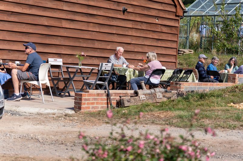 tea and cake on the patio