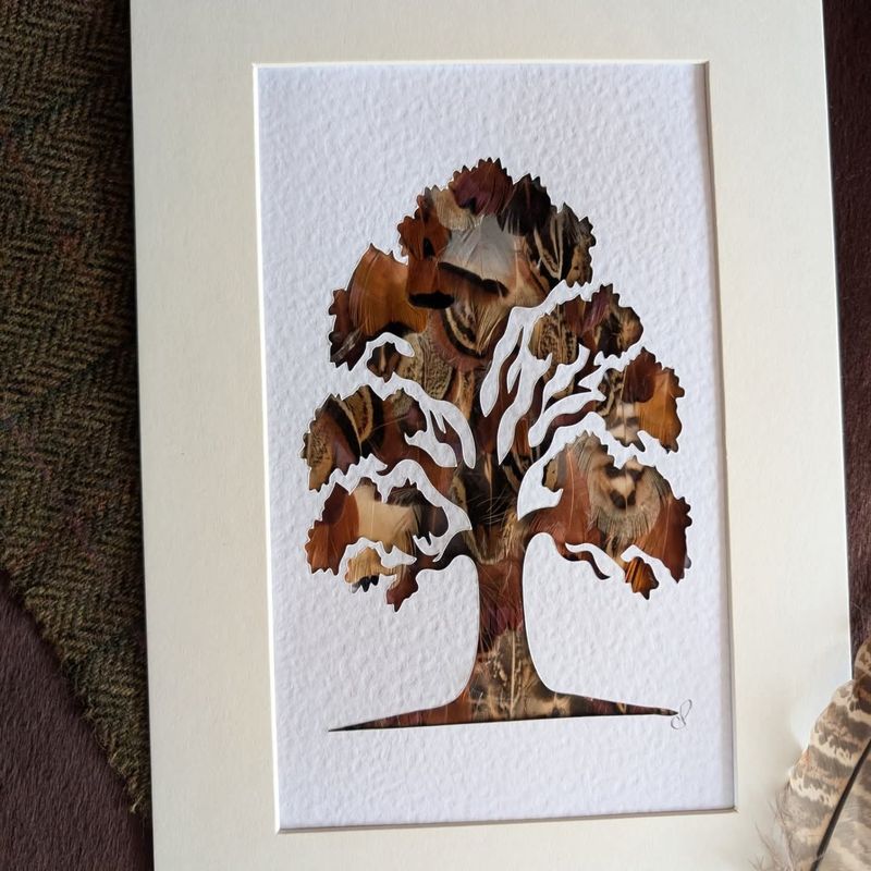 The Great Oak Handcrafted oak tree design, created from sustainably sourced pheasant feathers.
