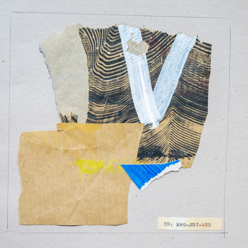 Minimalist collage using torn painted papers