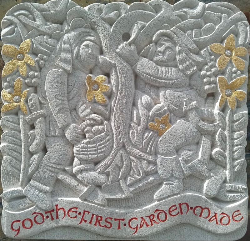 ‘Samhain’ - relief tablet carved in Portland limestone