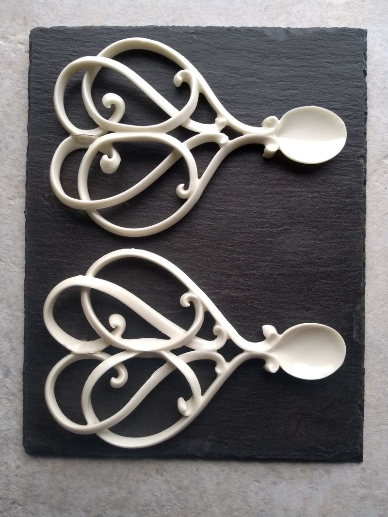 Love Spoon Pair, Slate Mounted.