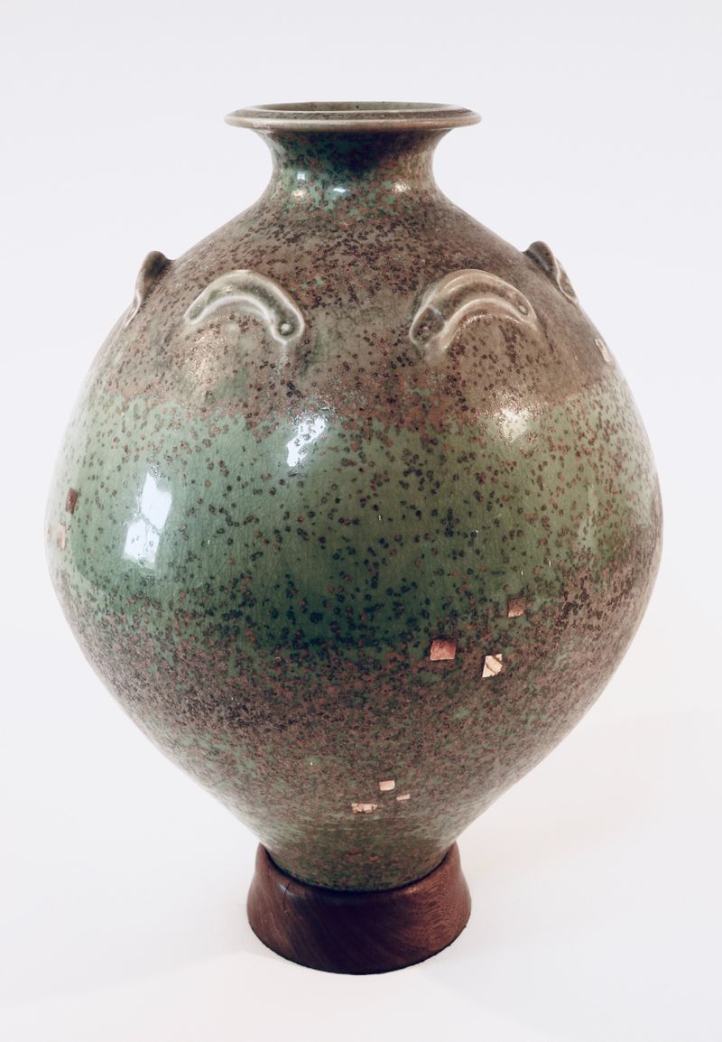 green glazed vase