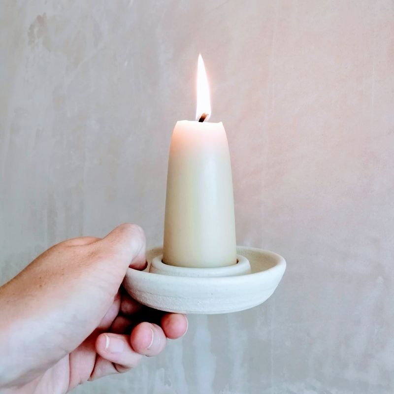 Handmade Candle holder with Beeswax Candle