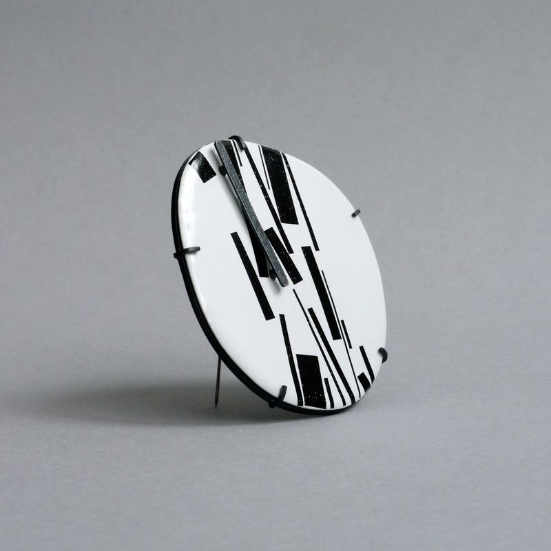 Enamel Marked Large Brooch