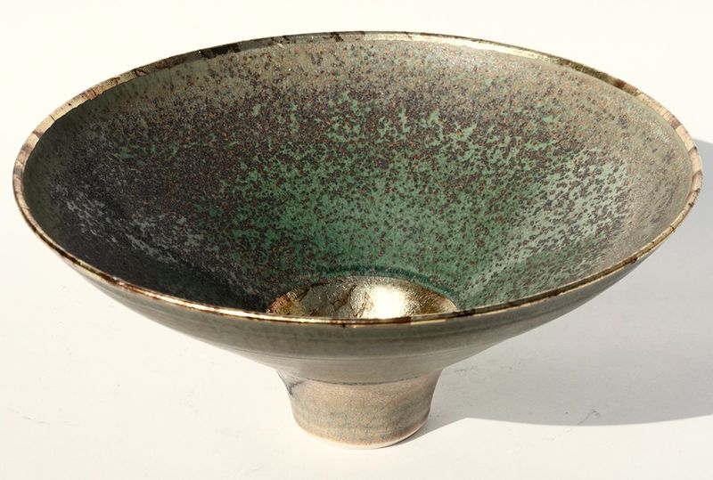 Copper green bowl with gold leaf