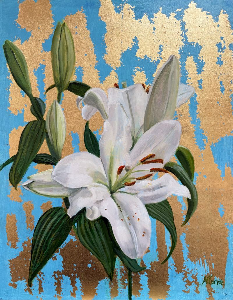 White Lilies on Gold
