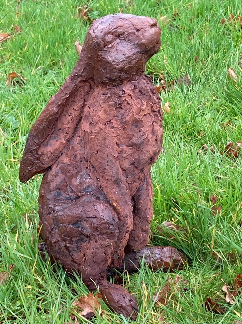 Moongazing Hare rusted iron resin