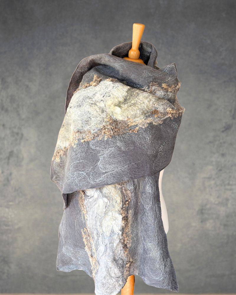 Winter Landscape Handmade Nuno Felt Wrap