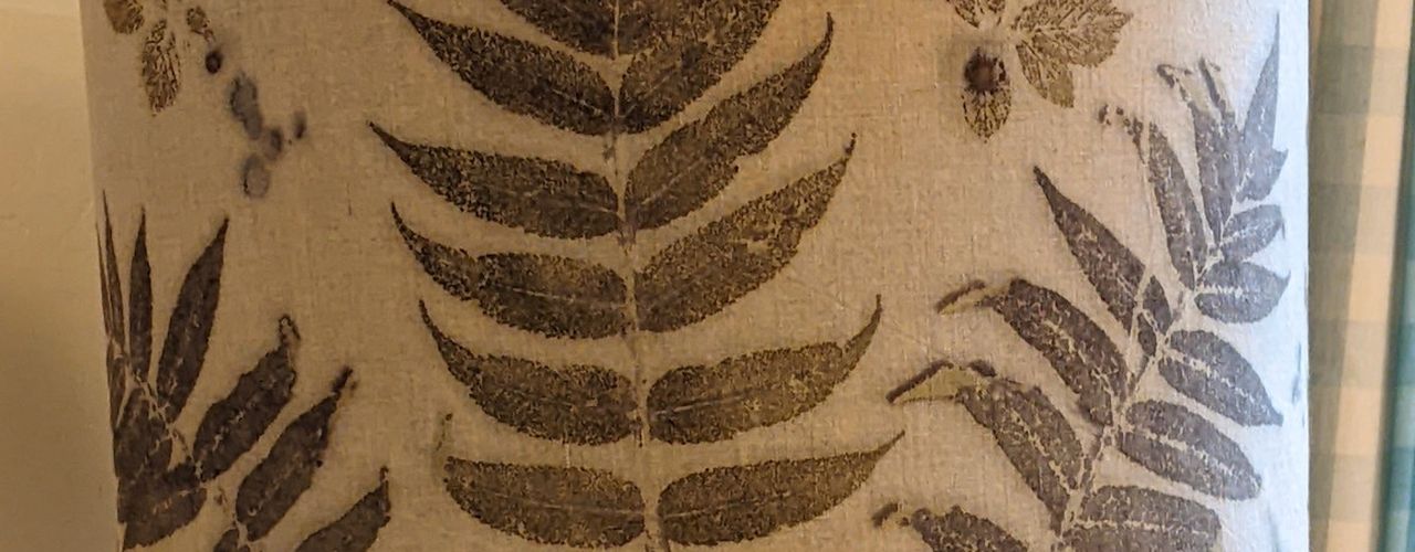 Botanical ecoprinted lampshade