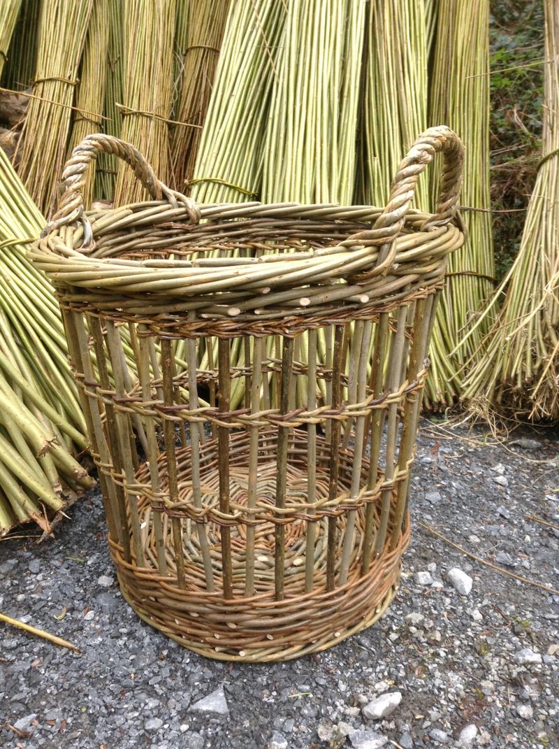 Open weave "fitched" log basket