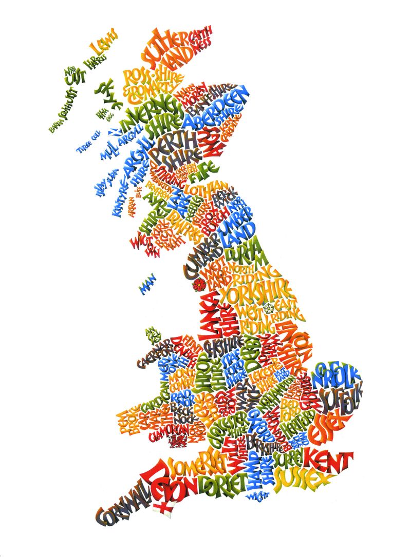 OLD COUNTIES MAP - Available as limited edition prints in three sizes
