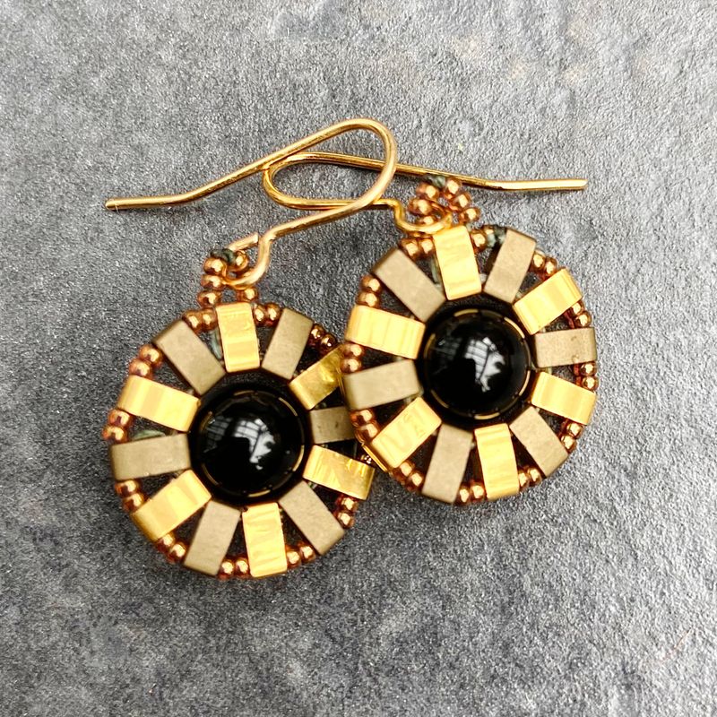 Black Onyx and 24 ct gold plate glass