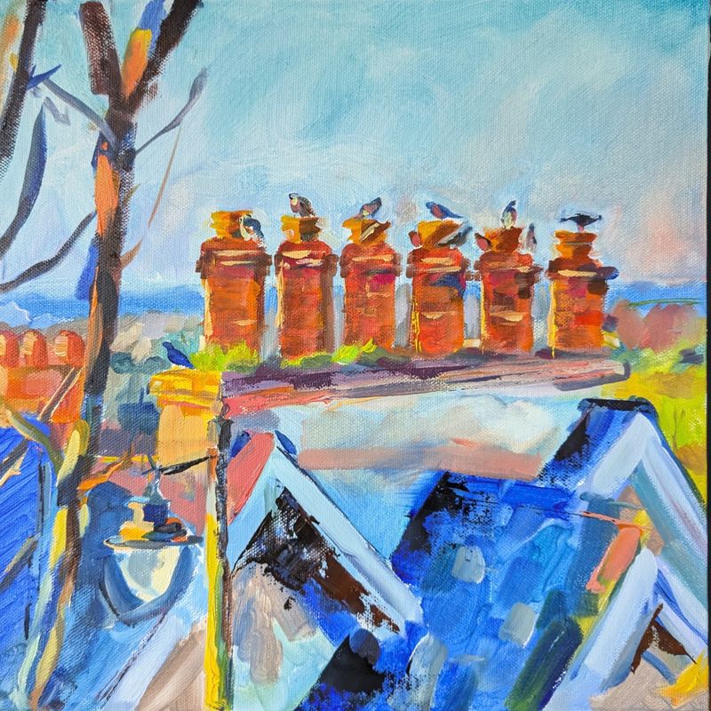 Pigeons on Chimneys