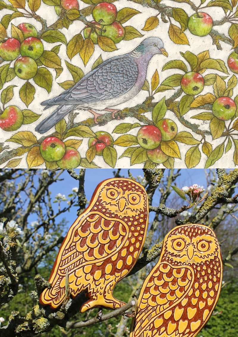 Apple Harvest - Jennifer Chance, Sgraffito Owls - Ellie Tarratt