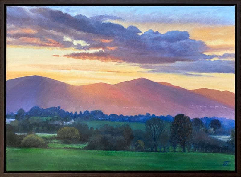 Malvern Hills Sunset, oil on canvas