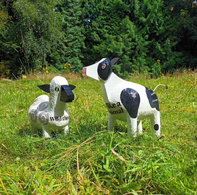 Posh Paper Mache sheep and cow