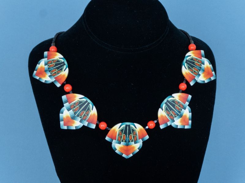 Necklace with polymer clay beads