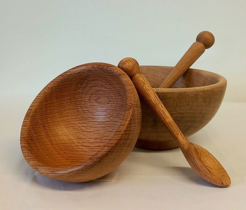 Oak Bowls and Spoons by Ashley Elliott