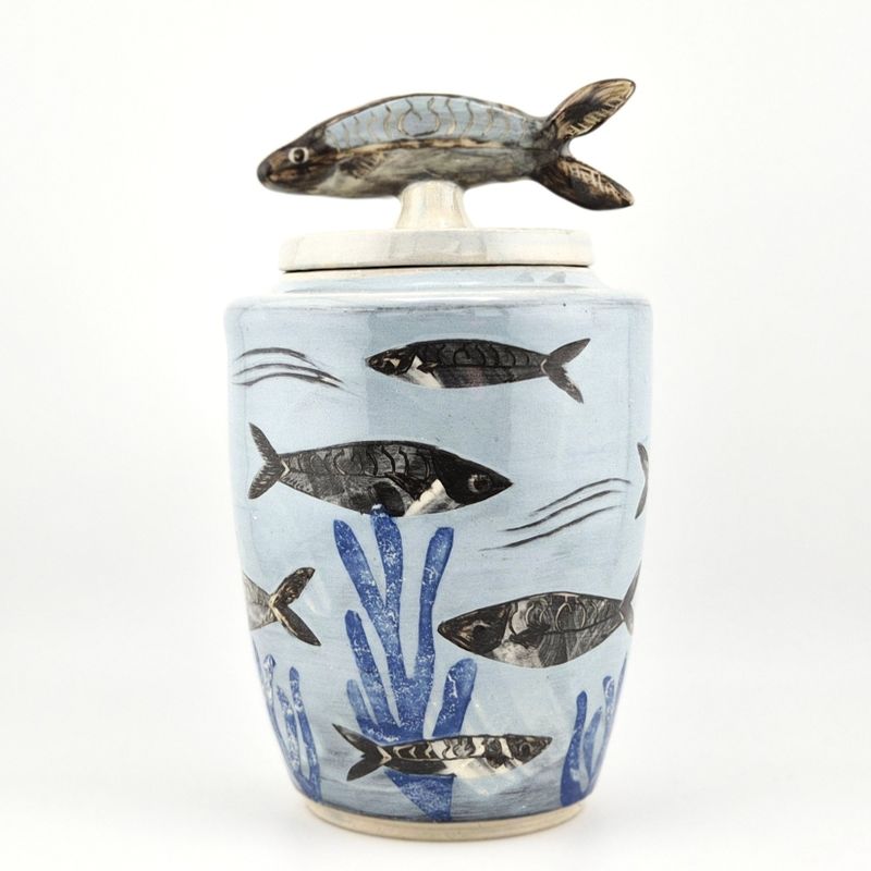 Slipware mackerel sculpture