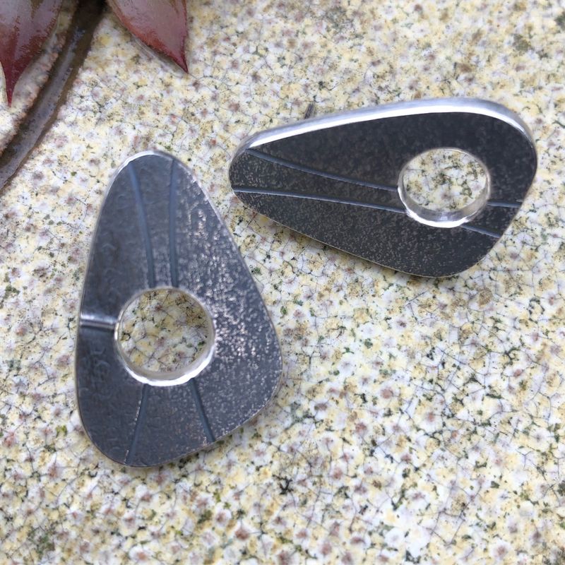 Oxidised Silver Hagstone Earrings