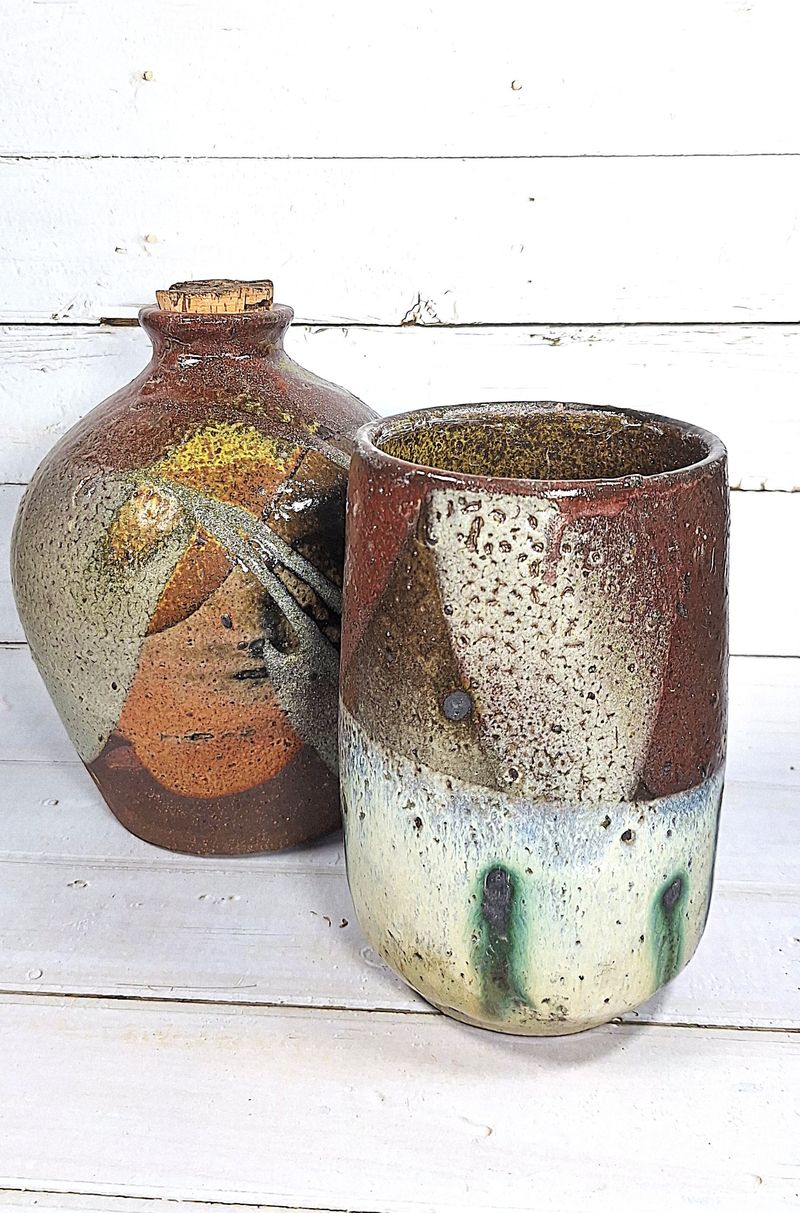 Gas fired ash glazed pots