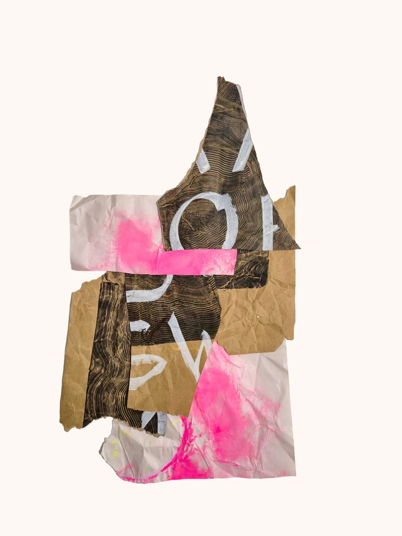 Temporary collage of arranged painted papers