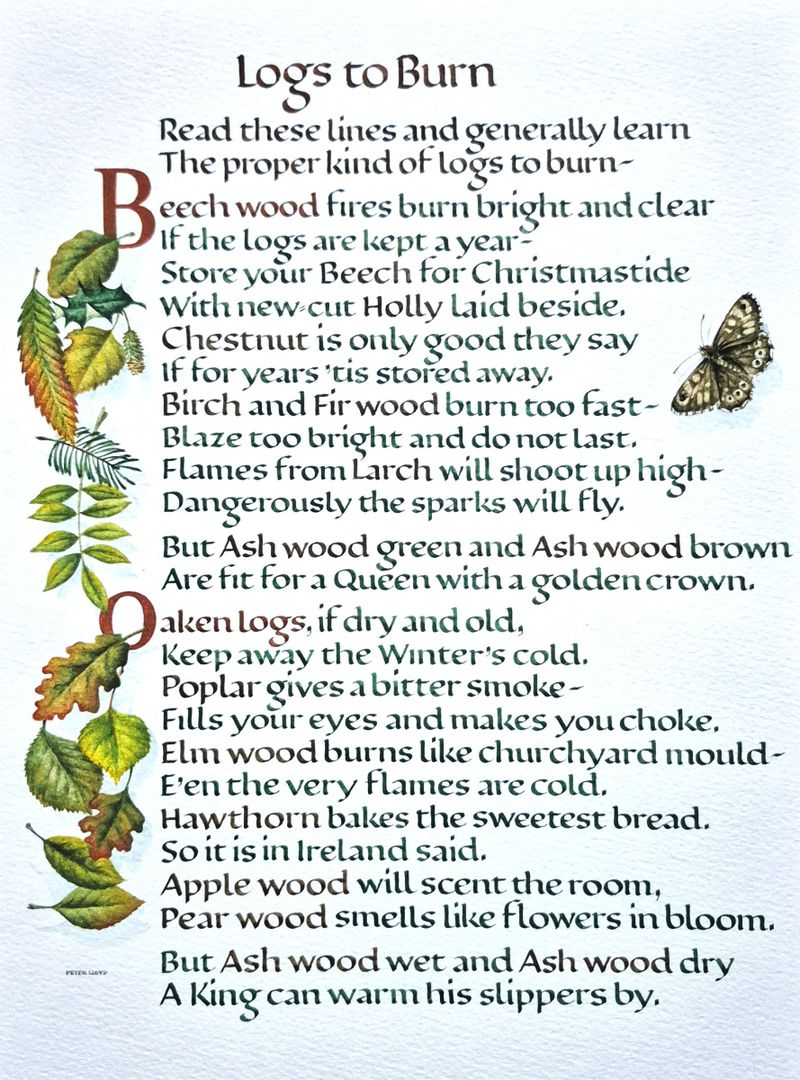 LOGS TO BURN - Traditional Verse - Available as prints