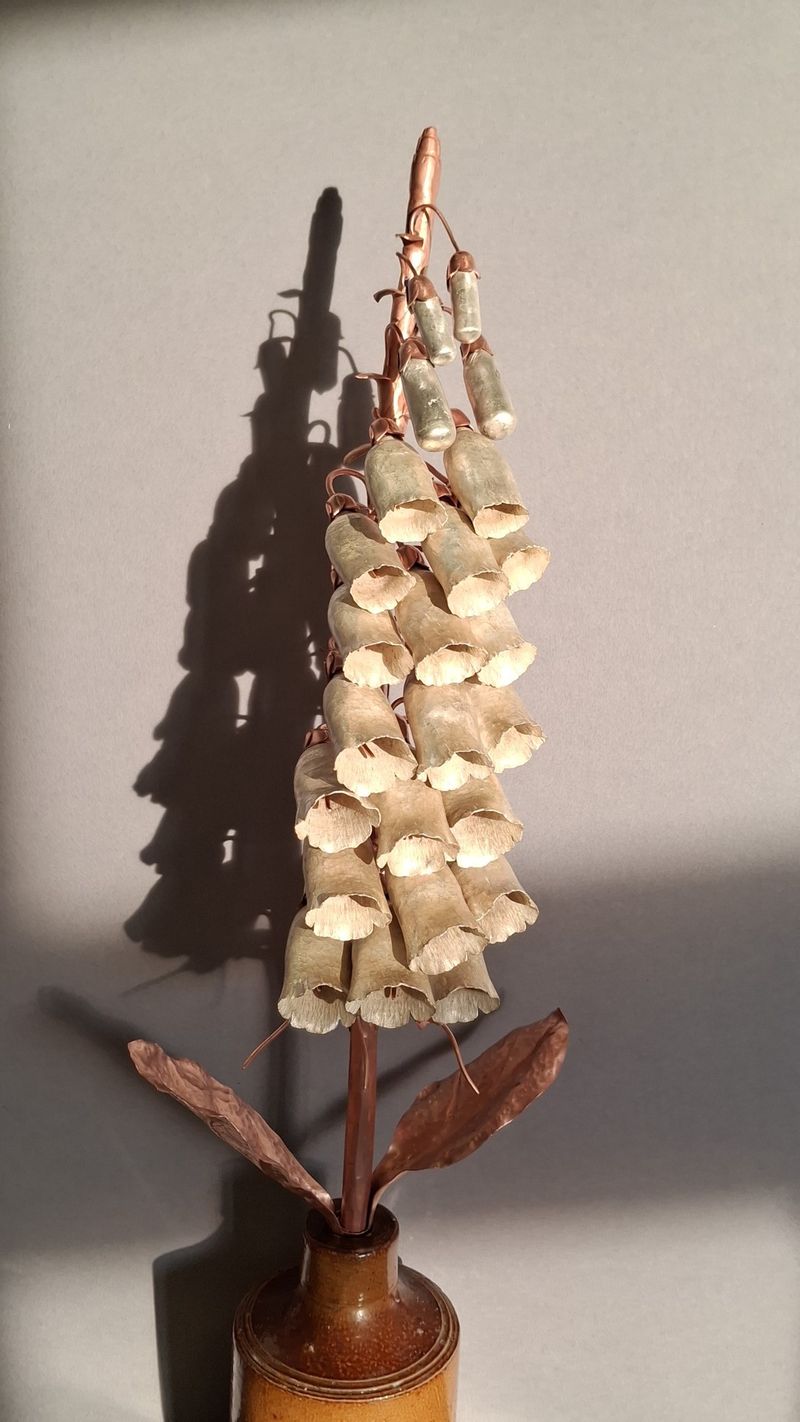 Mixed metal foxglove sculpture