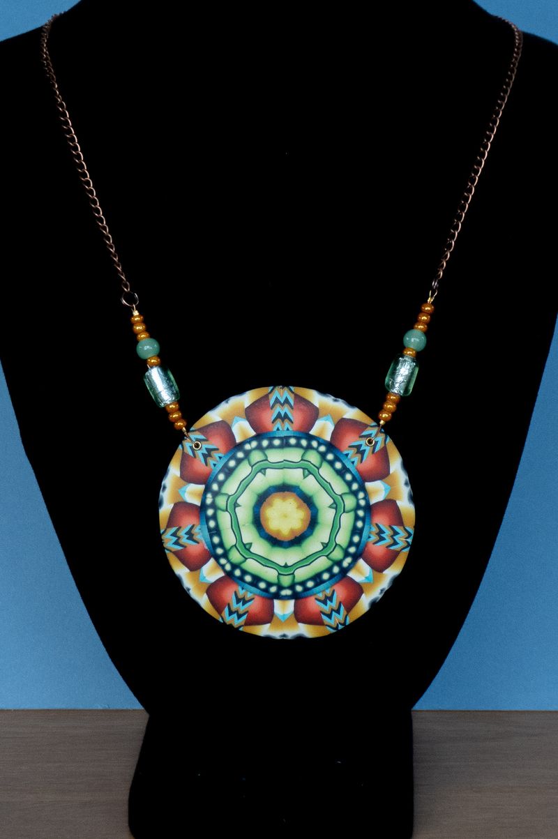 Necklace with polymer clay pendant