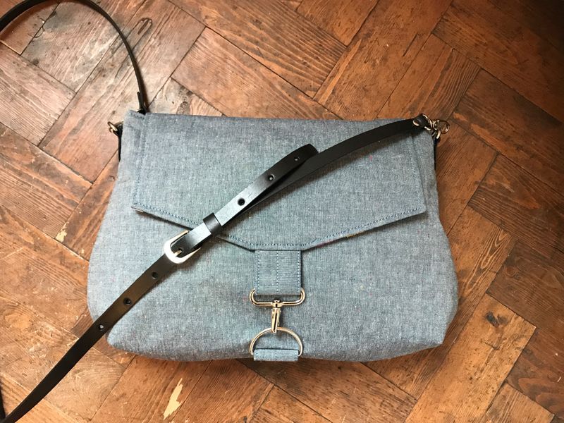 Handmade linen crossbody bag