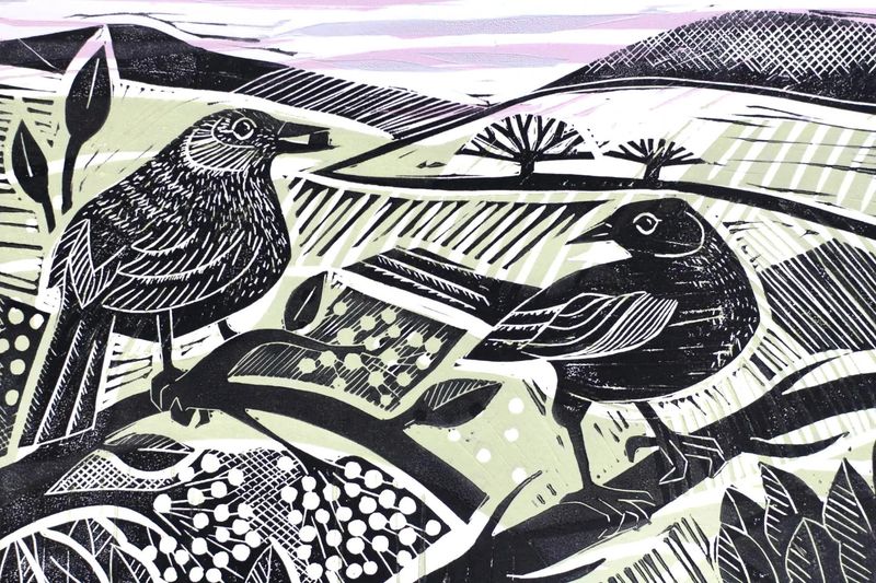 Blackbirds in the berries