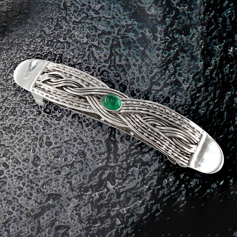 Silver/Emerald  Hair Clip