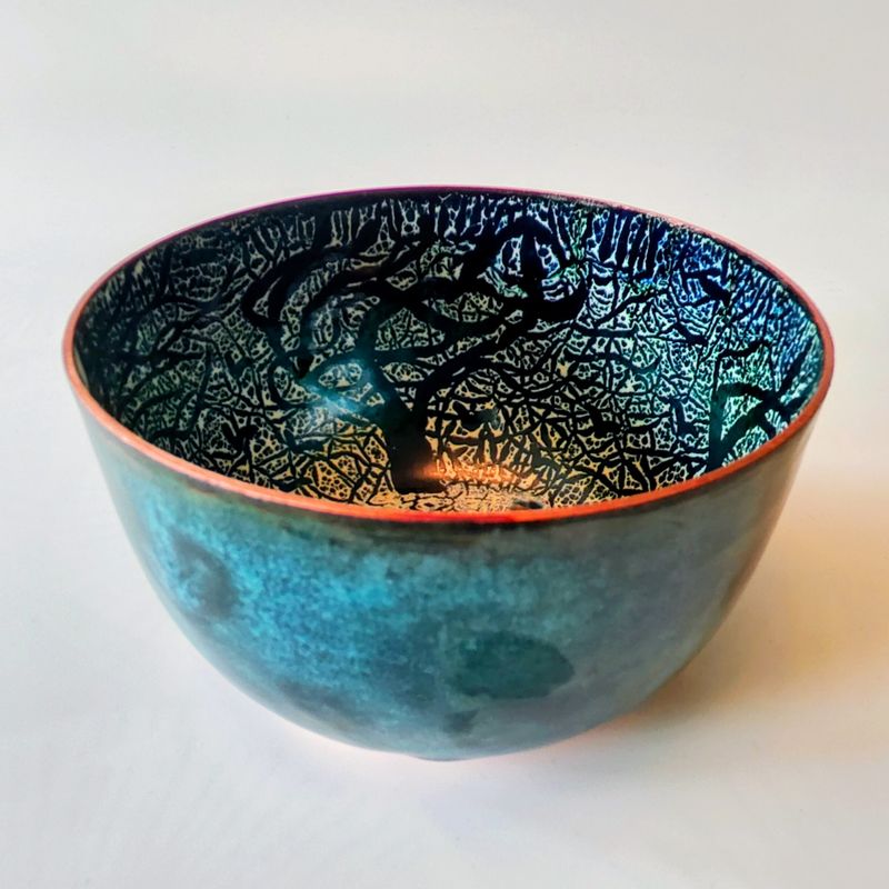 Enamel on copper bowl