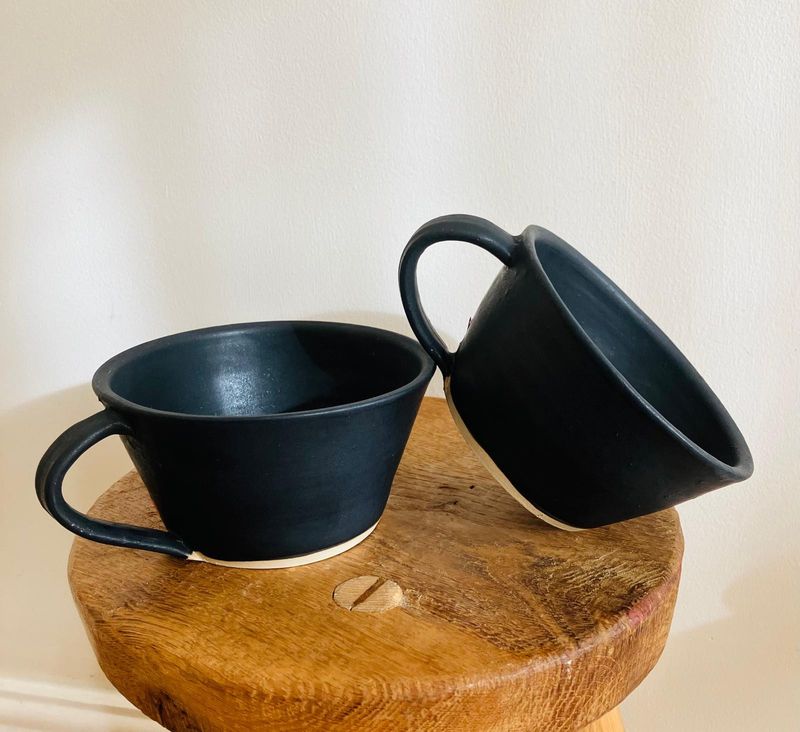 Black Satin Large Wide Cup