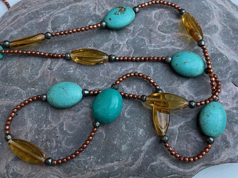 Copper, Czech glass and Turquoise