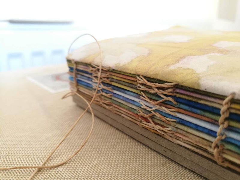 Binding with dyed papers