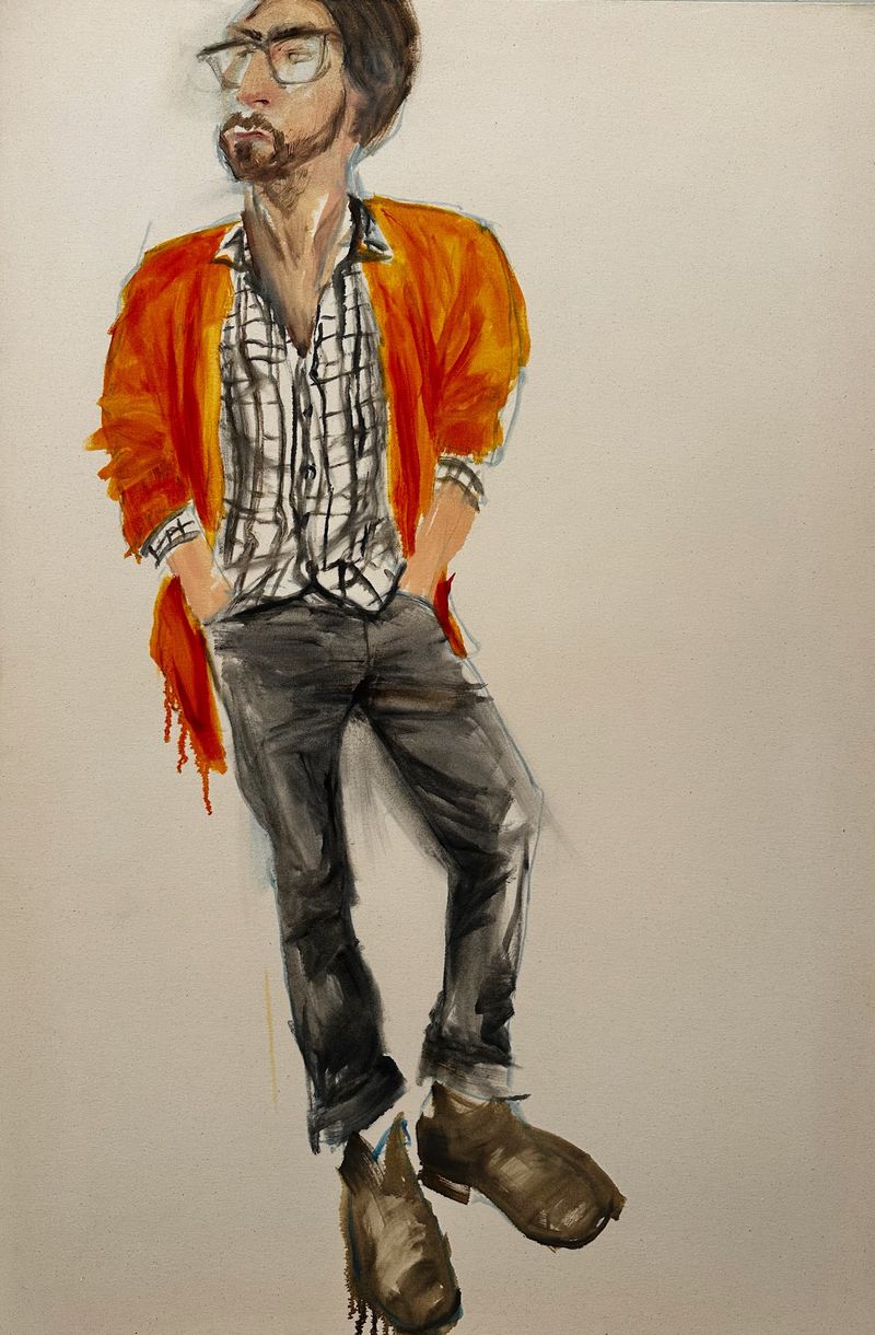 Man with orange jacket