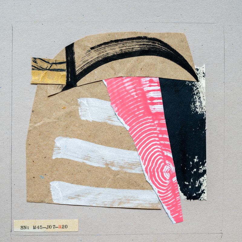 Minimalist collage using torn painted papers