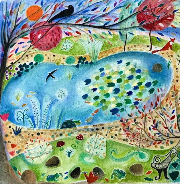 The Sun & the Frogs-Gouache